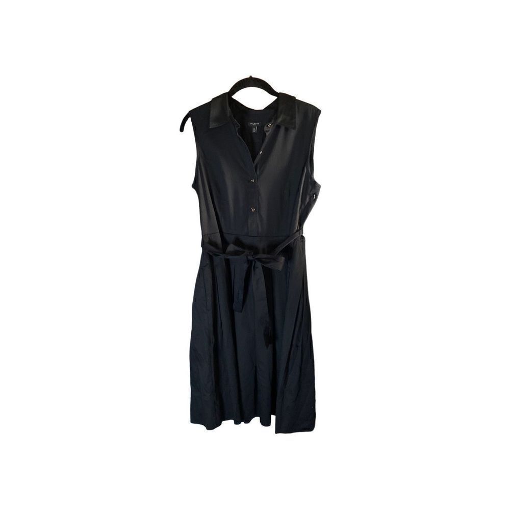 Talbots black stylish pleated sheet every day party dress size 12 P